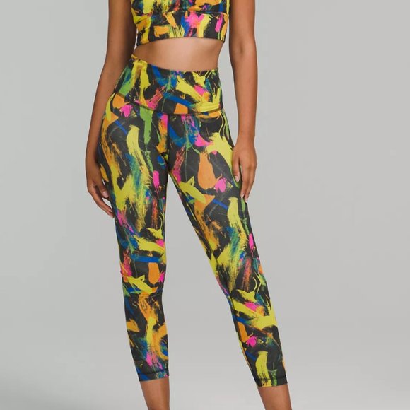 lululemon athletica Pants - Lululemon Wunder Train High Rise Leggings Black Multicolor